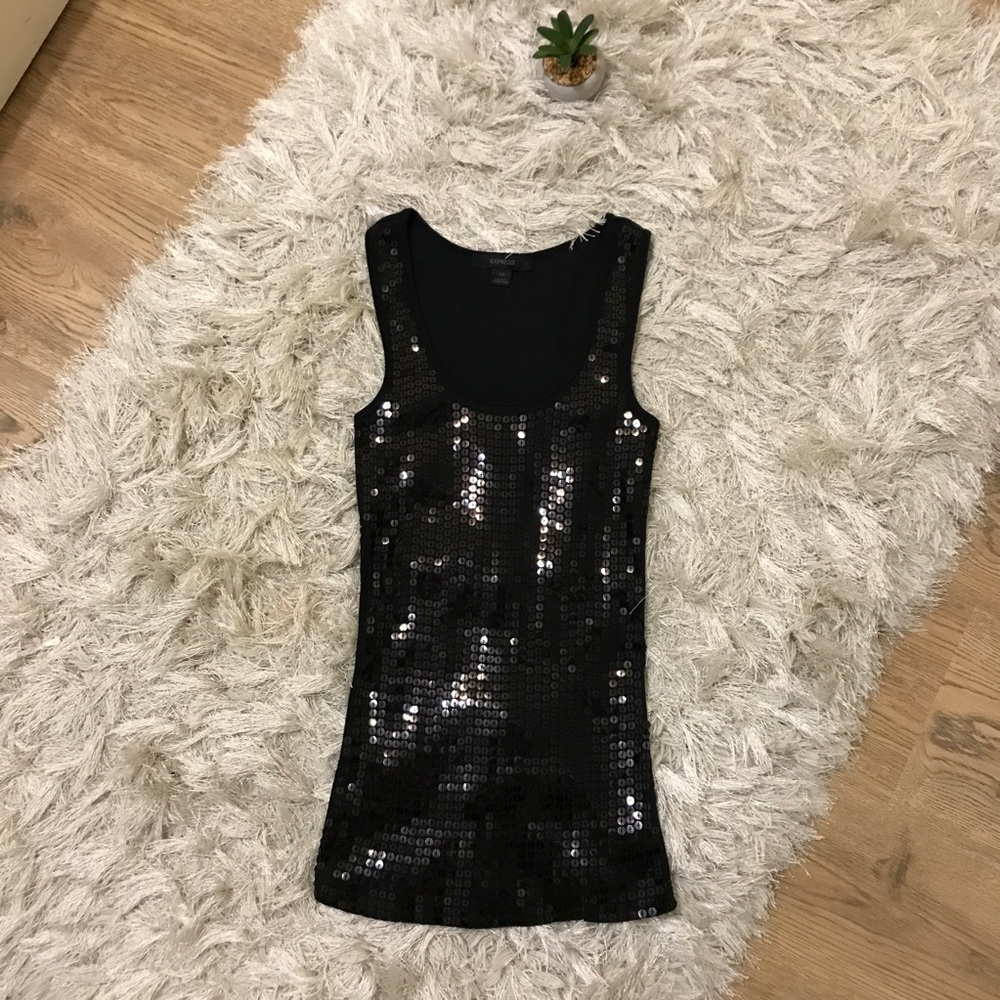 Express XS Black Sequin Tank Top